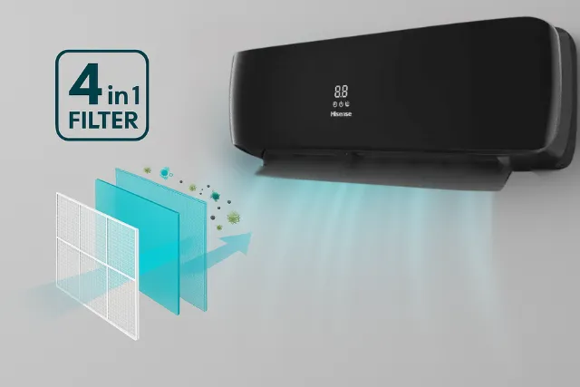 aire acondicionado hisense filtro 4en1 multi airflow